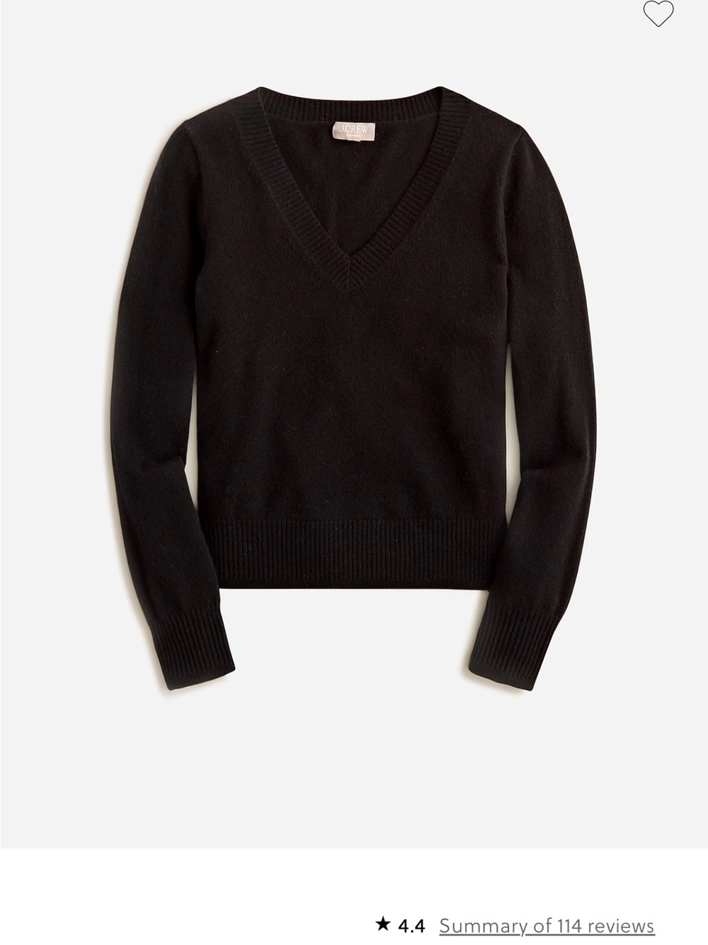 J.Crew XXL Black 100% Cashmere Shrunken V-Neck Sweater